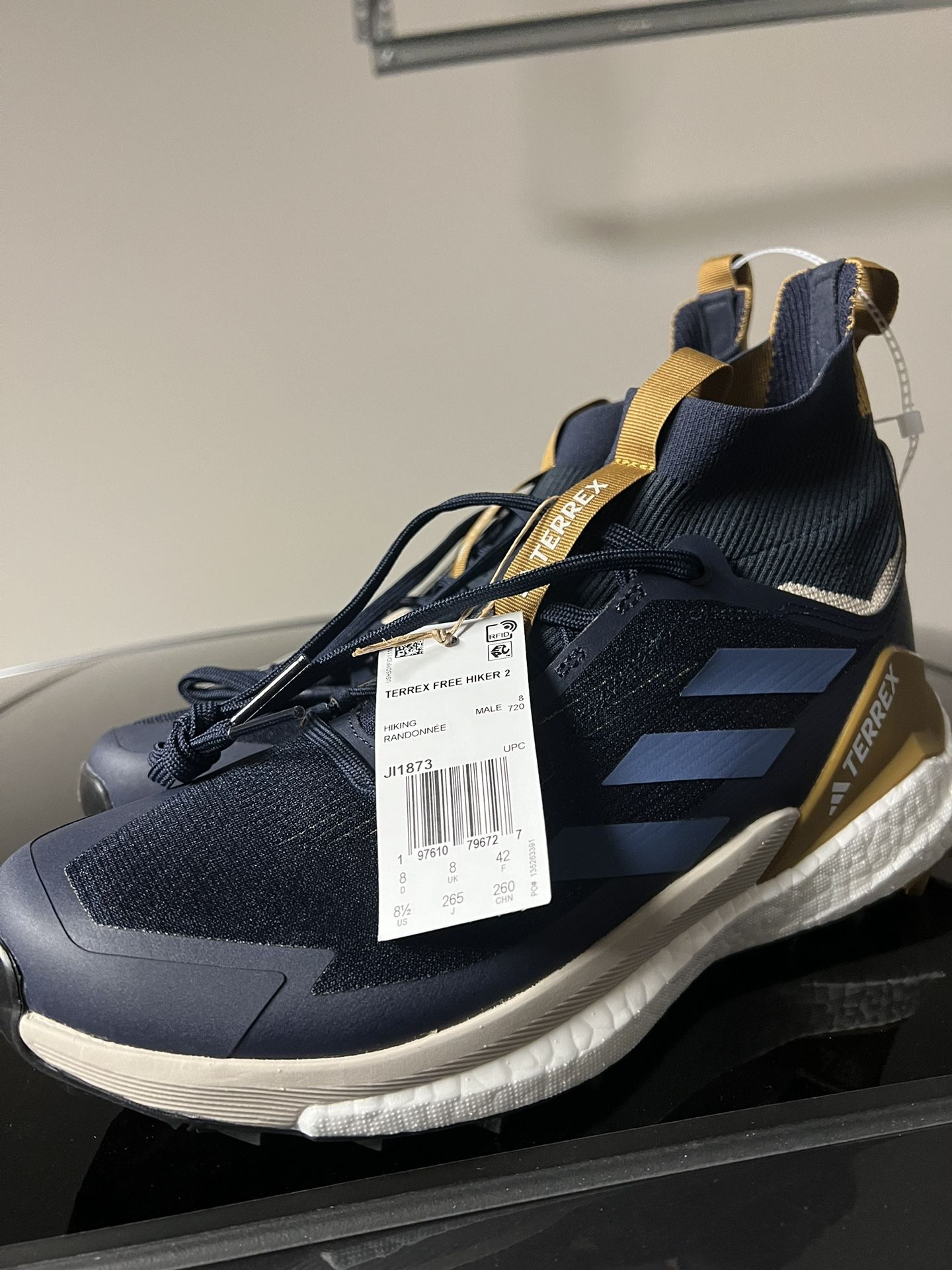 Adidas Terrex Free Hiker 2.0 Navy Blue Hiking Trail Boots Shoes Size 8.5 JI1873