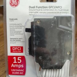 GE
Q-Line 15 Amp Single-Pole Dual Function Arc Fault/GFCI Breaker