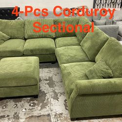 New Sage Corduroy Sectional Set (Finance and Delivery)
