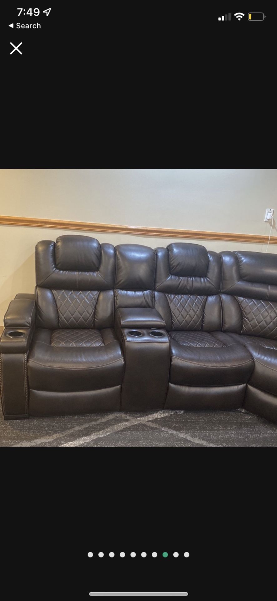 Seatcraft Anthem Media Room Set Top Grain Leather 7000, Recliner Couch, Power Headrests, Power Recline, Black