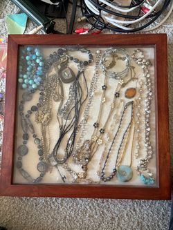 Glass case and jewelry