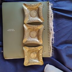 Vintage Turkish Brass Ashtray Set