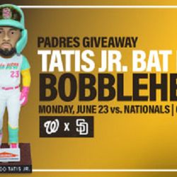 4 Tickets Padres vs Nationals 6/23 Section 231 Row 15 Seats 9-12 Tatis Bobblehead Giveaway 