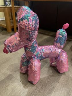 Big Balloon Animal Dog Sequin Plush