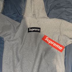 Grey Box Logo Supreme Hoodie