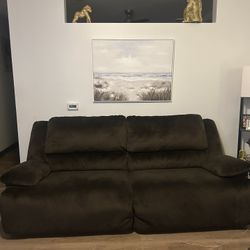Two Piece Recliner Couches- Brown