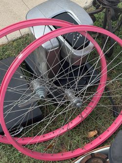 Pink Bike Wheel Set with Silver Hubs