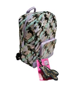 Betsey Johnson Clear Purple Striped Backpack Unicorn Bag 14"x11"x6" 