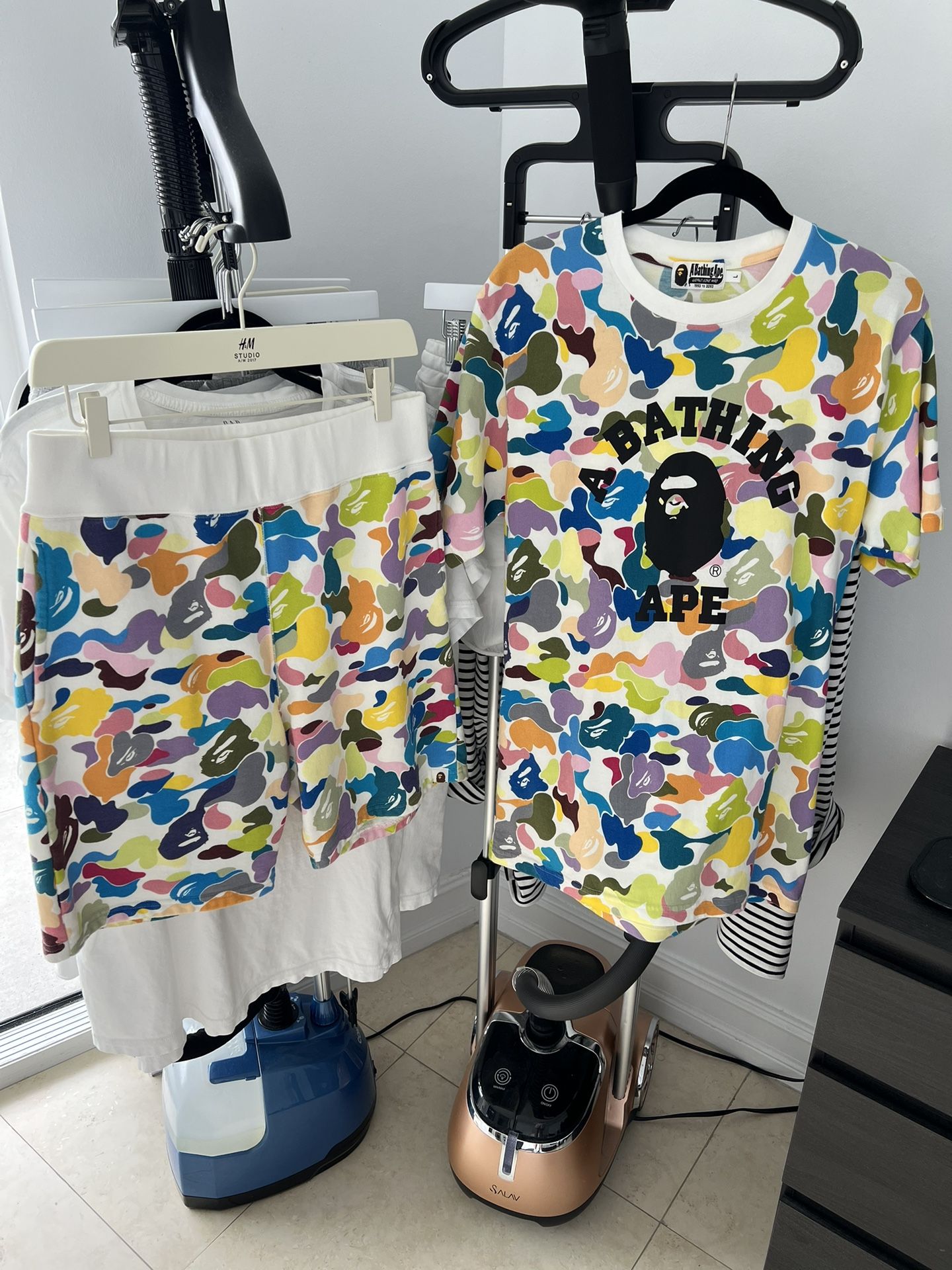 Authentic BAPE Ultimate Multi Camo College Tee & Shorts