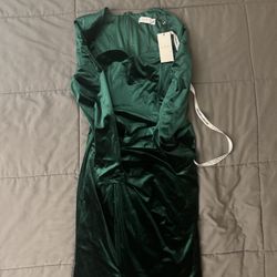 Club L Fay Bottle Green Velvet Corset Style Knot Maxi Dress Sz 10