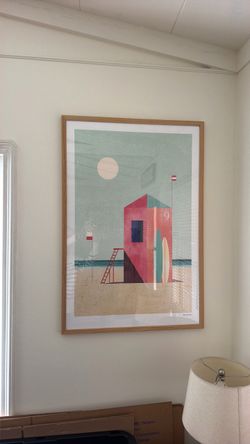 Henry Rivers Lifeguard Tower and Surfboard Print - Midcentury