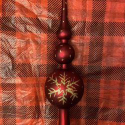 VINTAGE RETRO BLOWN GLASS & GLITTER FINIAL Christmas TREE TOPPER