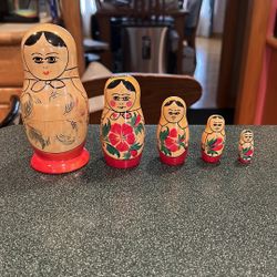 Vintage Wooden Russian Nesting Dolls