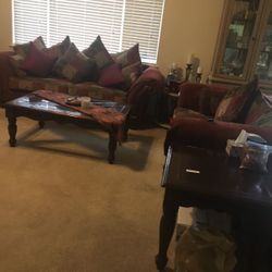 Sofa, love seat, one chair, and 2 side table