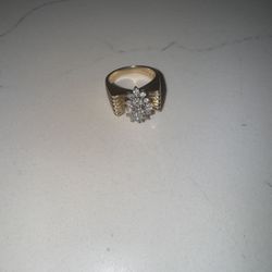 14k Solid Gold Men’s Diamond Cluster Ring (Diamonds real)