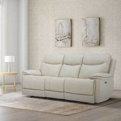 Leather Reclining Sofa With Power Headrest New