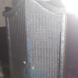 Wicker Armoire With Drawer Inside To Hang Clothes $65.00 (Serious Buyers) Obo Cash Only  Repaint Diy