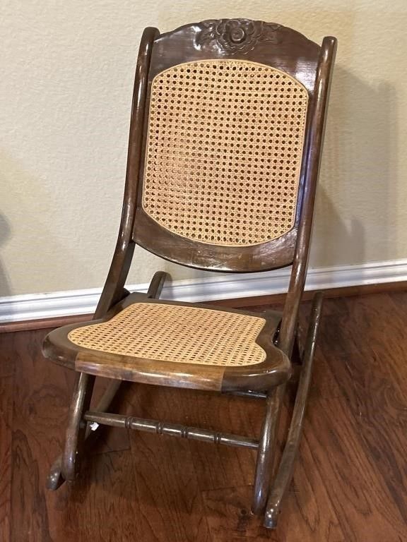 Vintage Victorian Cane Seat & Back Rocking Chair