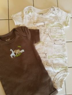 Two Carter's 6 month onesie shirts