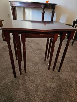 Vintage Bombay Nesting Tables Cherry Wood