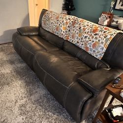 Leather Sofa Dual Recliners 