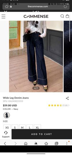 COMMENSE Wide Leg Denim Jeans – Navy – Brand New