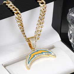 Chargers Cuban Chain & Pendant