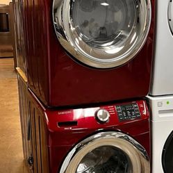 SAMSUNG EXTRA LARGE FRONT LOAD WASHER AND GAS DRYER 