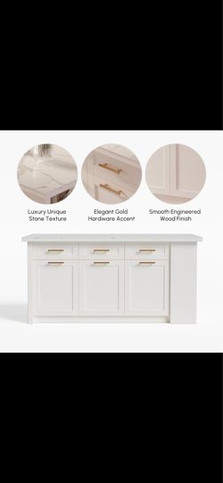 70” White Kitchen Island