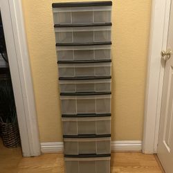 Rollable 9-Drawer Plastic Storage Cart