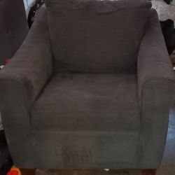 Ashy Blue Chair With Ottoman 