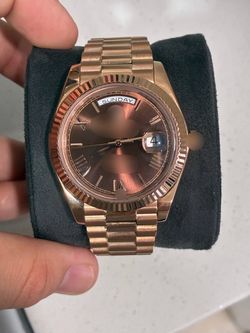 Date Presidential Rose Gold Chocolate Dial Styled Watch