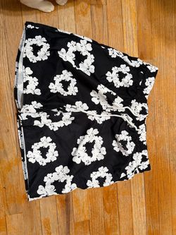 Black and White Floral Swim Shorts