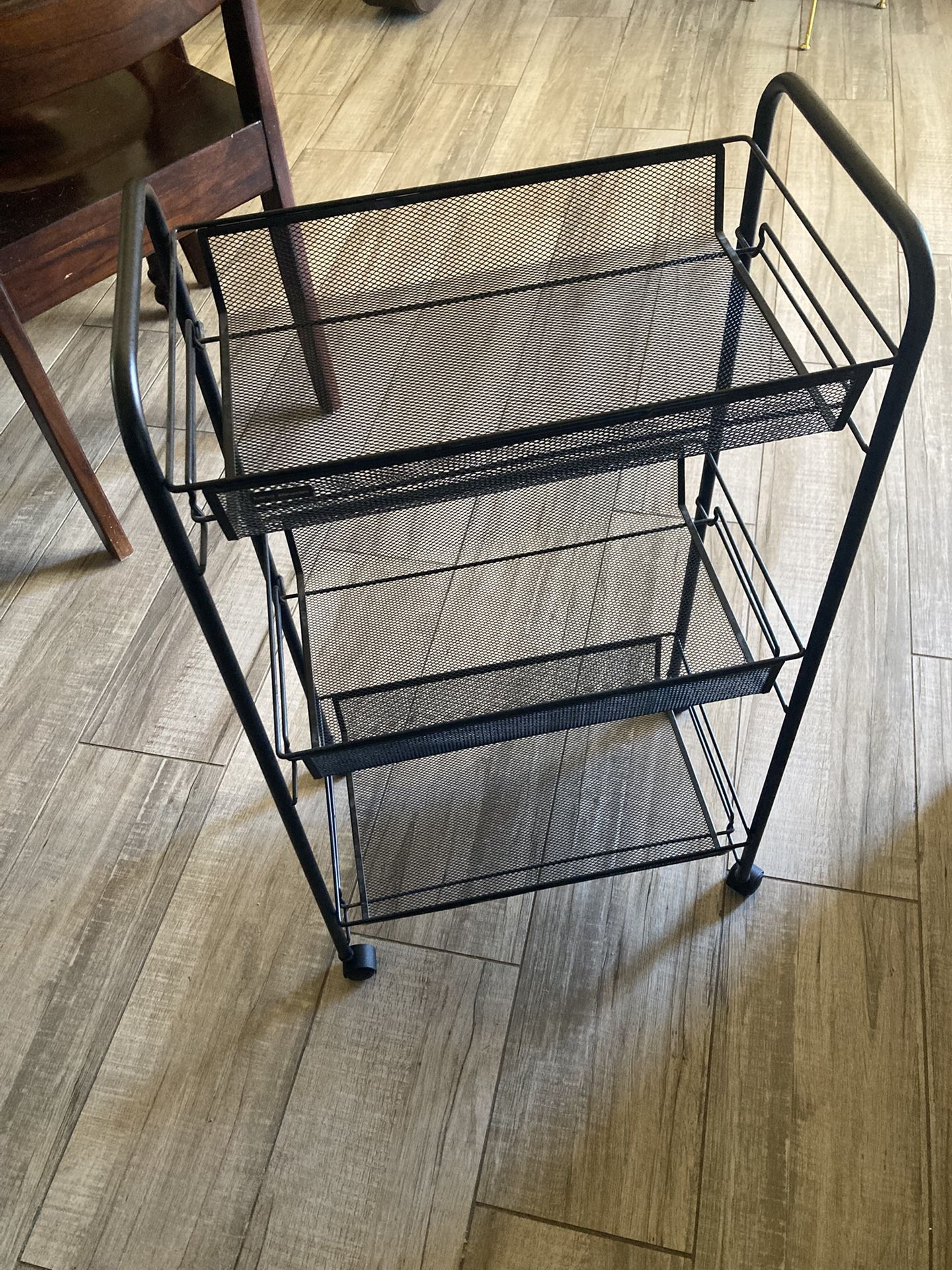Rolling Utility Cart Black Mesh Metal-Ahwatukee