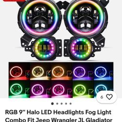 Bluetooth LED Headlight And Fog Light Set 