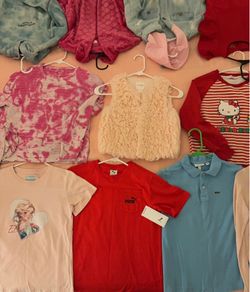 Size 8-10 of Girls Clothing Bundle - Puma, Lacoste, Cat & Jack, Disney, Hello Kitty/most are new