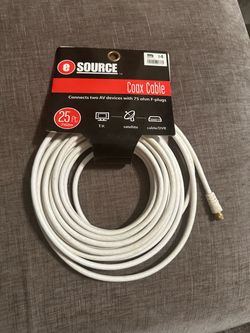 eSource 25 ft Coax Cable White