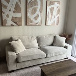 3 Beige Abstract Paintings Wall Art