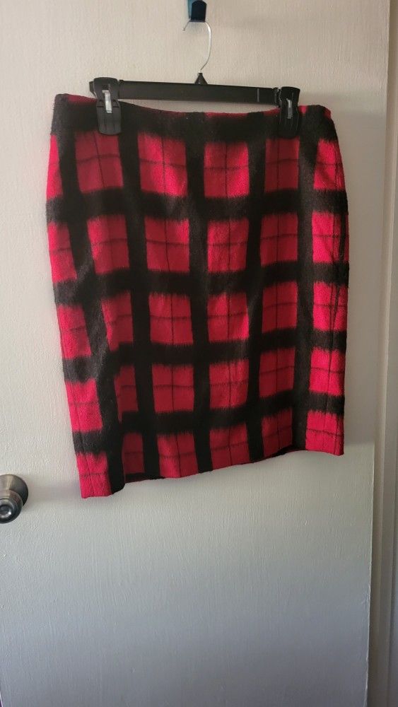 Talbots Red and Black Pencil Skirt Knee-Length Casual