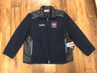 ROOTS 2002 OPYMPIC LEATHER JACKET BRAND NEW WITH TAG SZ L
