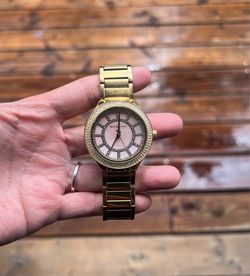 Michael Kors Gold-Tone Slim Runway Pavé Watch (MK-3398) – Crystal Bezel