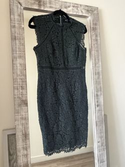 Bardot Dark Green Lace Midi Dress - Size M (US 8)