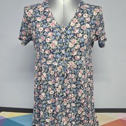Vintage Floral Print Baby Doll Top/dress Size S
