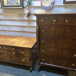 Pair Of Empire Style Flame Mahogany Dressers Pair -225$