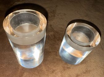 Solid Glass circular candle holders  2 pc