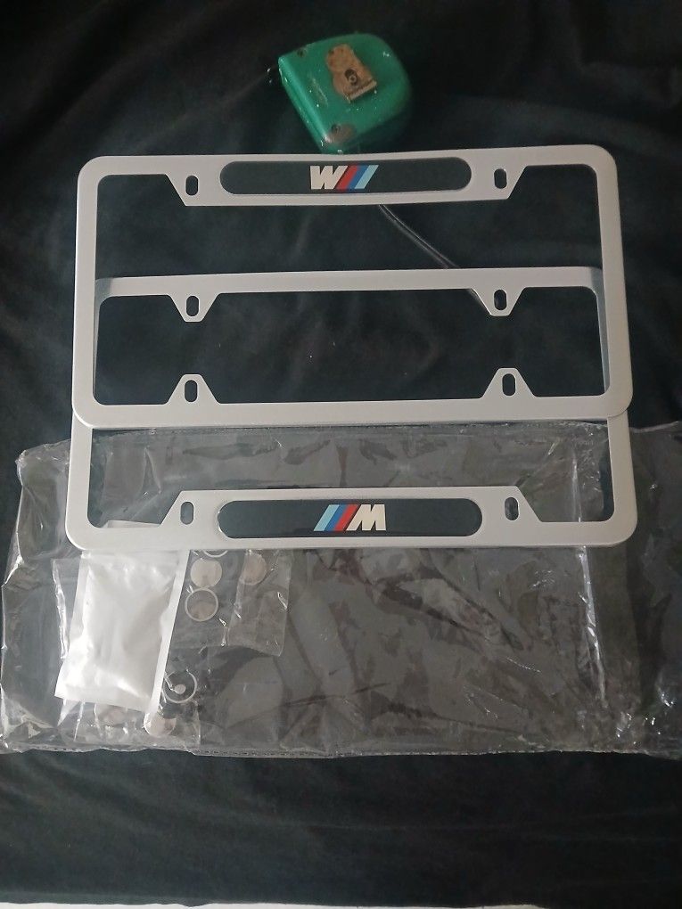 Bmw Silver License Plate Frames Metal Authentic New