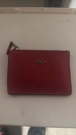 Coach Red Leather Zip Card Case