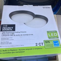 2 Project Source LED Flushmount Ceiling Fixtures Bronze Finish NIB - $10 
