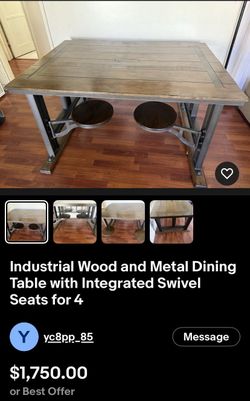 Industrial wood dining table