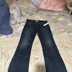 size 29 Hudson “Midrise Signature” Boot, Cut Jeans, Dark Blue
